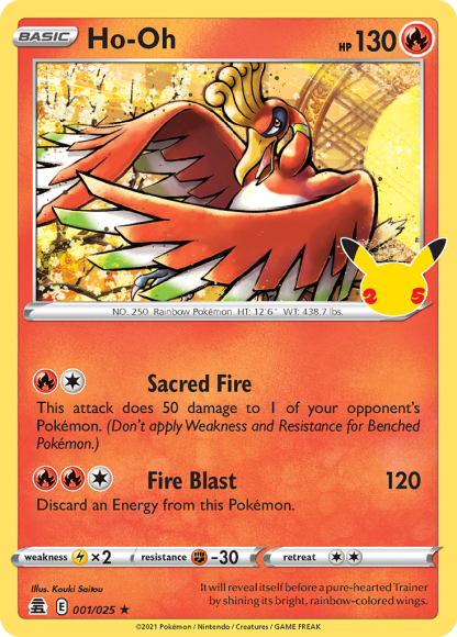 Ho-Oh 001/025 Rare Holo - Celebrations 2021