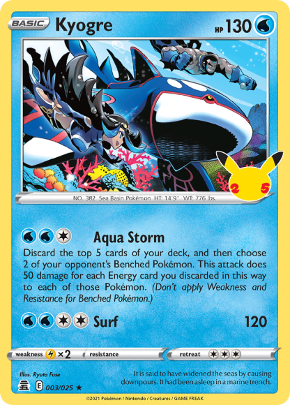 Kyogre 003/025 Rare Holo - Celebrations 2021