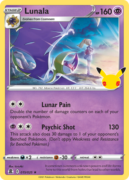 Lunala 015/025 Rare Holo - Celebrations 2021