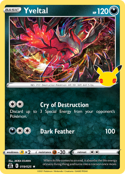 Yveltal 019/025 Rare Holo - Celebrations 2021