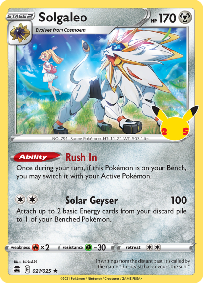 Solgaleo 021/025 Rare Holo - Celebrations 2021