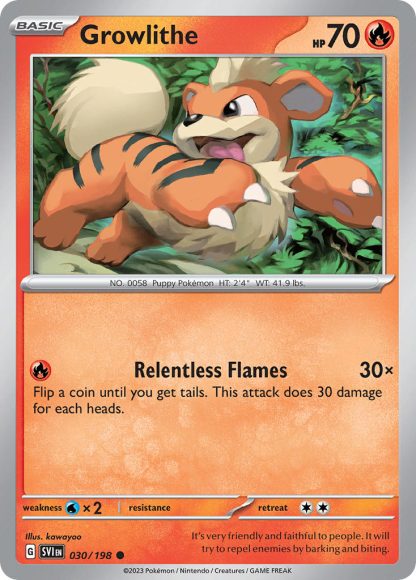 Growlithe 030/198 Reverse Holo - Common - Scarlet & Violet 2023