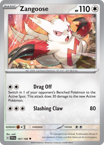 Zangoose 147/198 Reverse Holo - Uncommon - Scarlet & Violet 2023