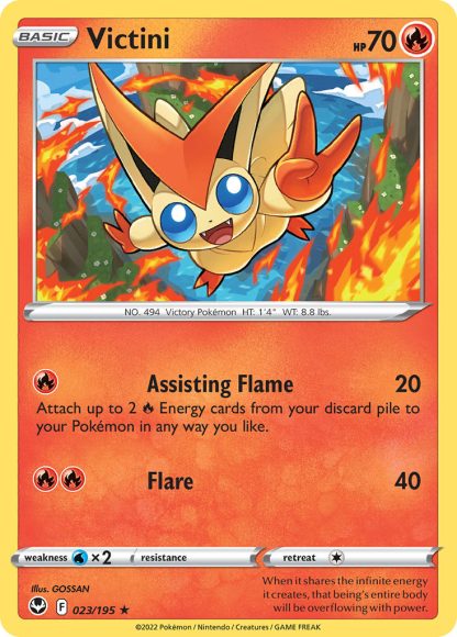 Victini 023/195 Reverse Holo Rare - Silver Tempest 2022