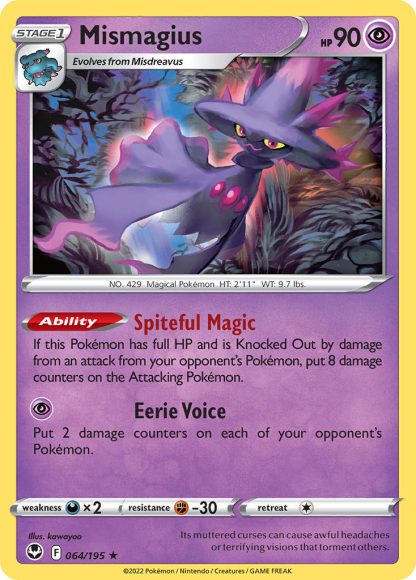 Mismagius 064/195 Reverse Holo Rare - Silver Tempest 2022